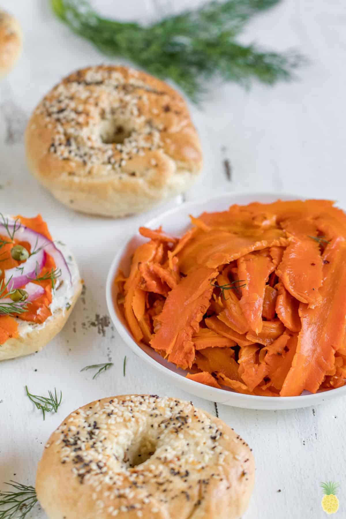 Smoked Salmon & Cream Cheese Brioche Bagel