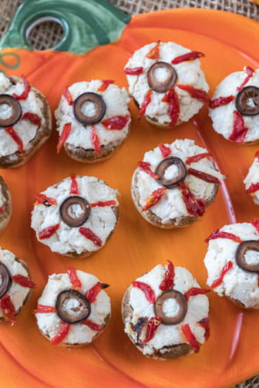 Halloween Edible Eyeballs: Vegan Ricotta Stuffed Mushrooms {4-Ingredients, Oil & Gluten-free} sweetsimplevegan.com