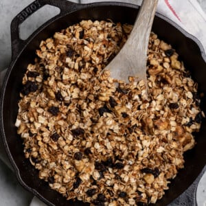 A simple yet incredibly delicious 6-Ingredient granola that can be made on the stovetop. PLUS it is oil- & gluten-free! sweetsimplevegan.com #stovetop #granola #6ingredient #easy #simple #musttry #breakfast #ideas #veganized #quick