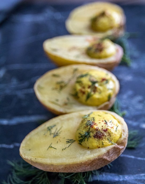 Deviled Potatoes | 35 Vegan Super Bowl Recipes -- Healthy & Oil-Free! | sweetsimplevegan.com