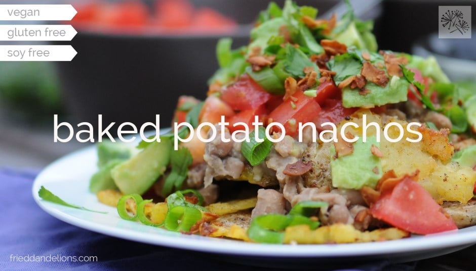 Baked Potato Nachos | 35 Vegan Super Bowl Recipes -- Healthy & Oil-Free! | sweetsimplevegan.com