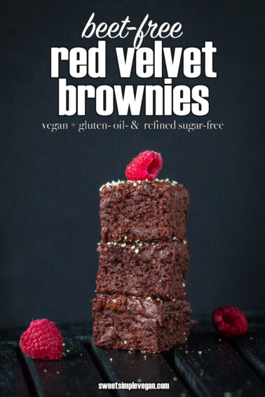 Beet-Free Red Velvet Brownies w/ 3-Ingredient Frosting {vegan + gluten- oil- & refined sugar-free} sweetsimplevegan.com