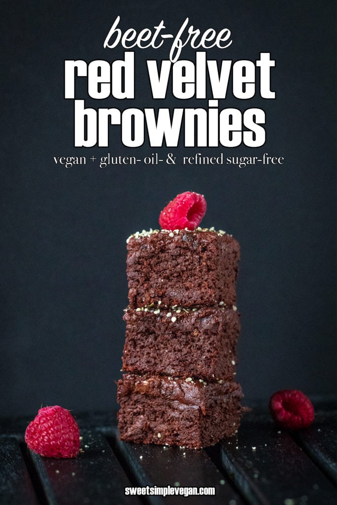 Beet-Free Red Velvet Brownies w/ 3-Ingredient Frosting {vegan + gluten- oil- & refined sugar-free} sweetsimplevegan.com