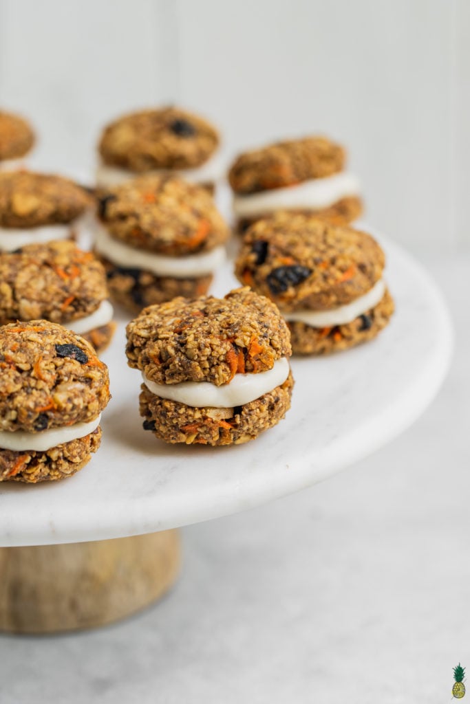 carrot cake cookie sandwich on plater 