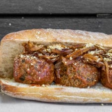 Vegan Eggplant Meatball Sub w/ Homemade Cashew Parmesan (oil-free)