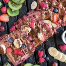 Valentine’s Day Pink Pitaya Waffles {vegan + gluten & oil-free}