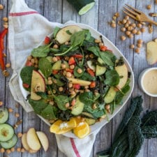 Roasted Kale Salad with Hummus Dressing