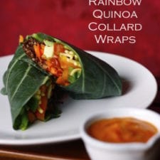 Rainbow Quinoa Collard Wraps w/ Persimmon Dipping Sauce (low-fat)