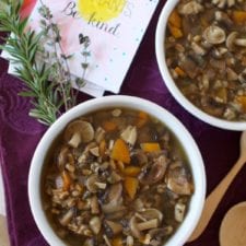 Mushroom Farro Soup {oil-free}