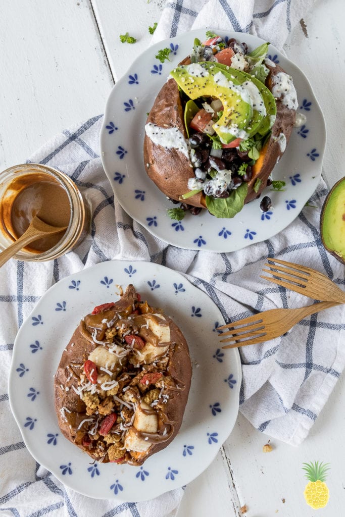 Easy & filling Vegan Breakfast Boats! Sweet & Savory Breakfast Sweet Potato Boats -- 2 Ways! sweetsimplevegan.com #vegabreakfast #oilfree #sweetpotato