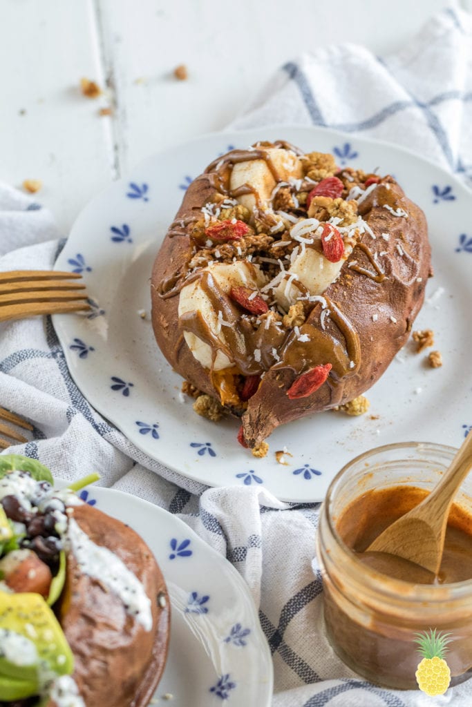 Easy & filling Vegan Breakfast Boats! Sweet & Savory Breakfast Sweet Potato Boats -- 2 Ways! sweetsimplevegan.com #vegabreakfast #oilfree #sweetpotato