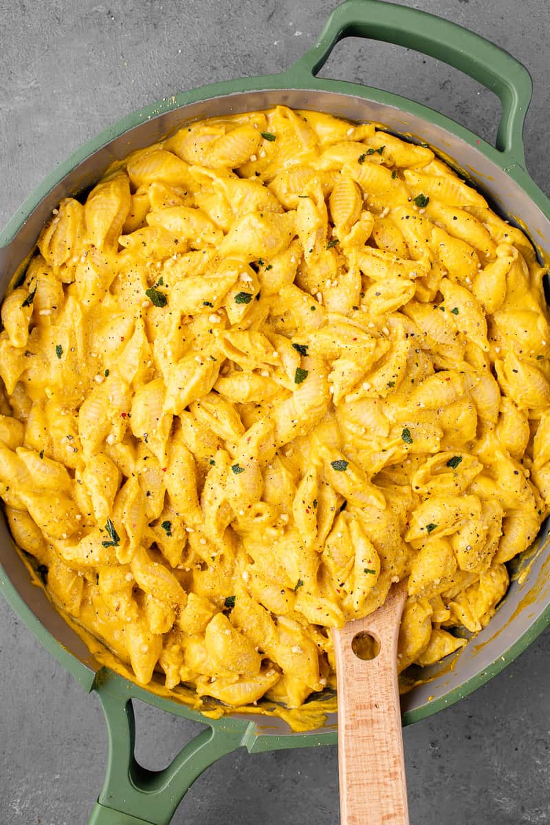 Creamy Pumpkin Pasta Fried Sage in Our Place Pan