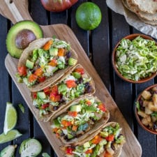 Potato Tacos w/ Brussels Sprouts Slaw & Homemade Quinoa Tortillas