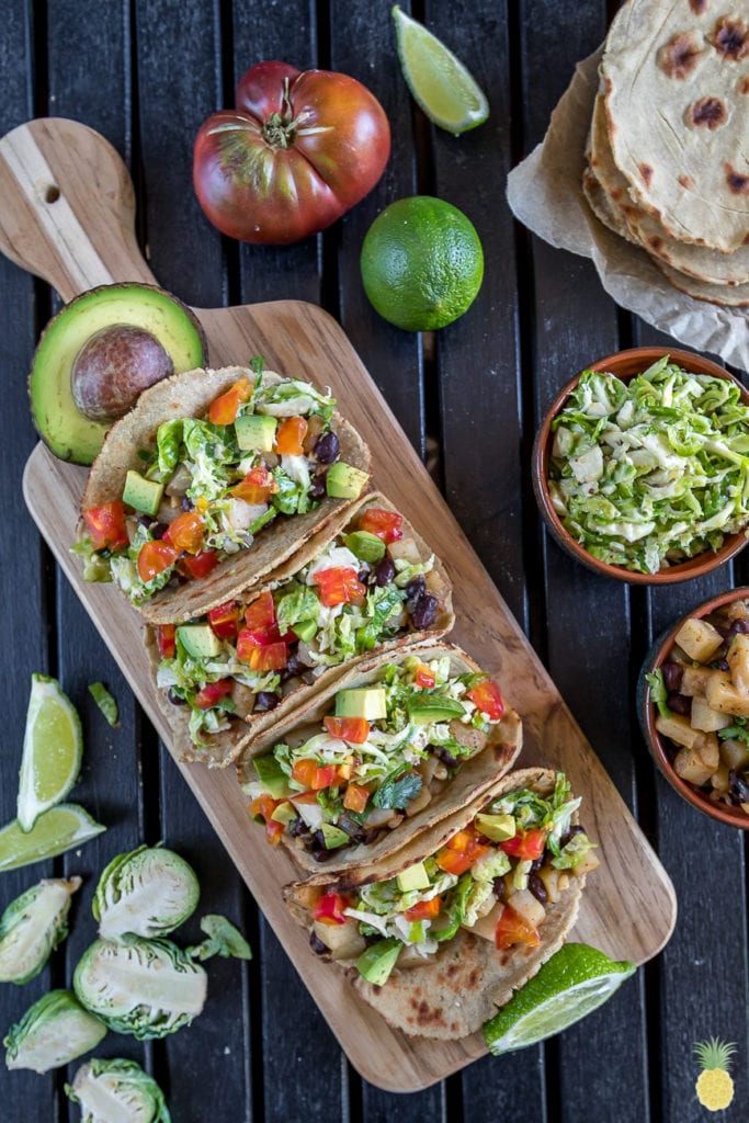 Easy & Hearty Vegan Fall Tacos! Potato Tacos w/ Brussels Sprouts Slaw & Homemade Quinoa Tortillas | sweetsimplevegan.com