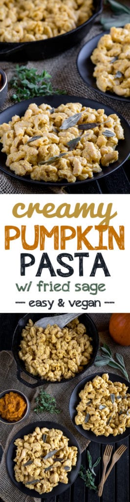 Creamy Vegan Pumpkin Pasta w/ Fried Sage {vegan + gluten-free option} sweetsimplevegan.com