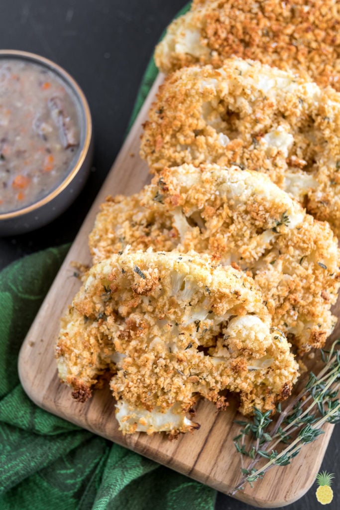 Breaded Thanksgiving Cauliflower Steaks {oil-free} sweetsimplevegan.com