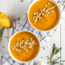 Roasted Butternut Squash and Pear Soup {easy & oil-free}