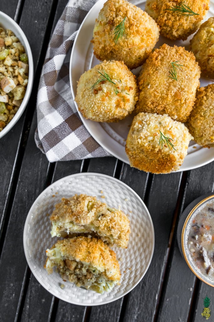 Thanksgiving Stuffed Mashed Potato Balls {vegan}