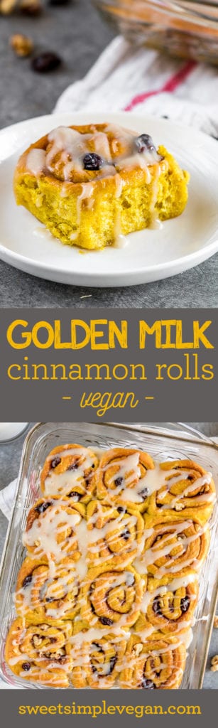 MUST TRY Golden Milk Cinnamon Rolls that are vegan & easy to make! sweetsimplevegan.com