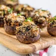 Lentil & Vegetable Stuffed Mushrooms / Healthy Holiday Appetizer (Oil-free)
