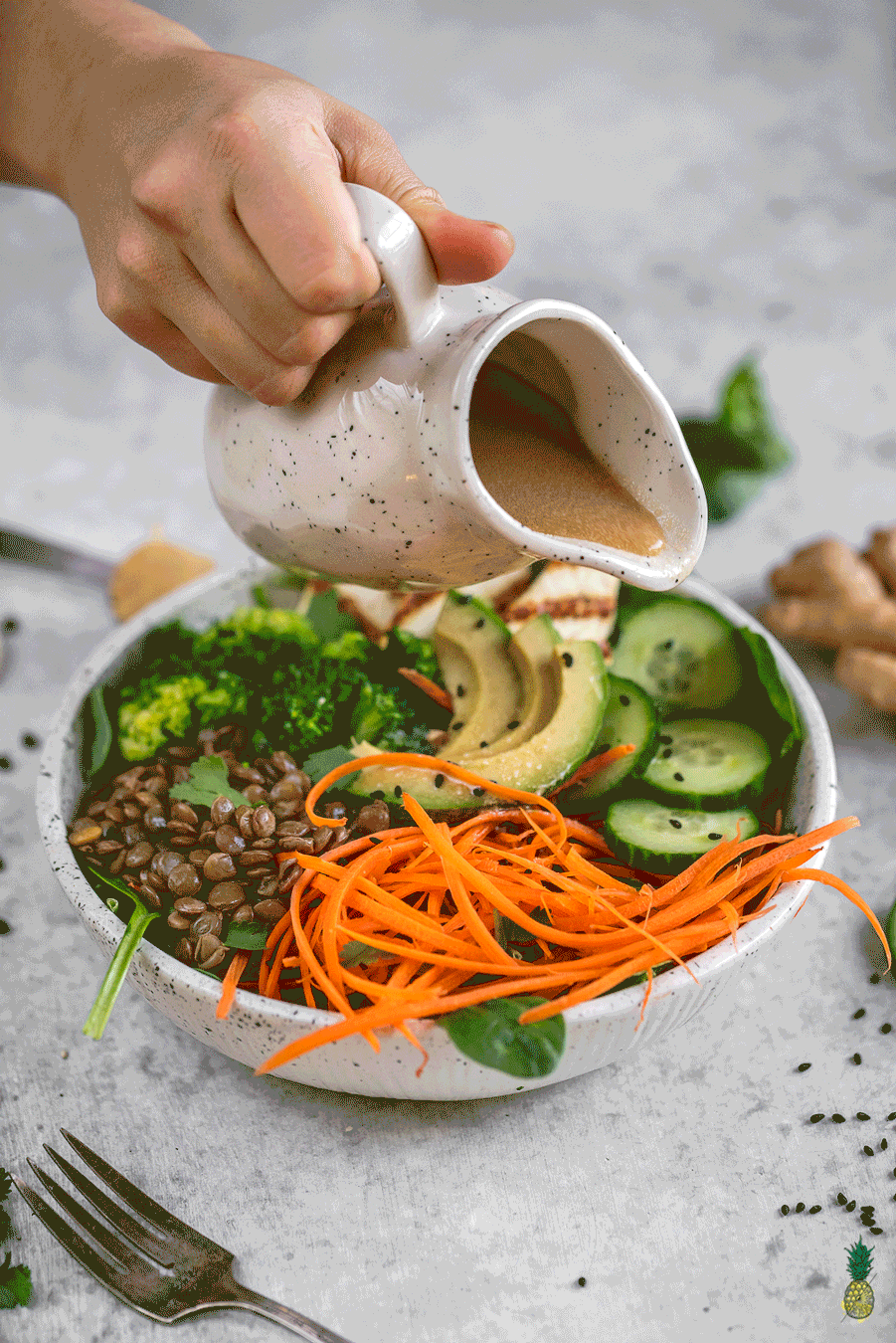 How To Make an Easy Ginger Miso Dressing | Only 7-Ingredients + Soy & Oil-Free! sweetsimplevegan.com #ginger #miso #dressing #vegan #oilfree #lowfat #easy #salad #asian