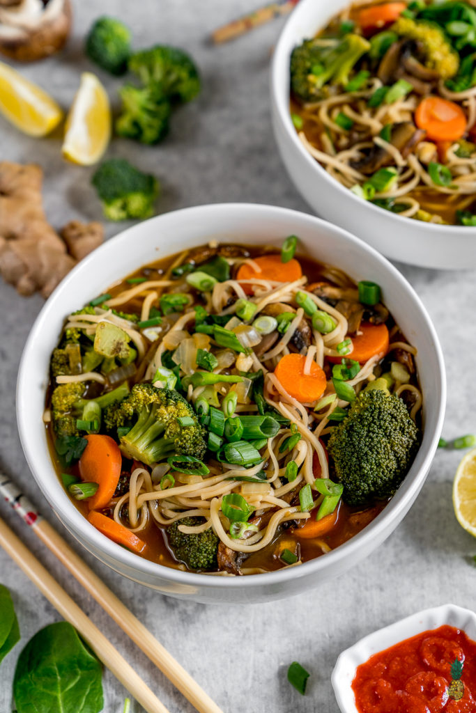 An easy to make Vegetable Ramen that is healthy, oil-free, and will cost less than $5! #budgetfriendly #vegan #meal #ramen #oilfree #lowfat #healthy #newyear #vegetableramen #cheap #lazymeal