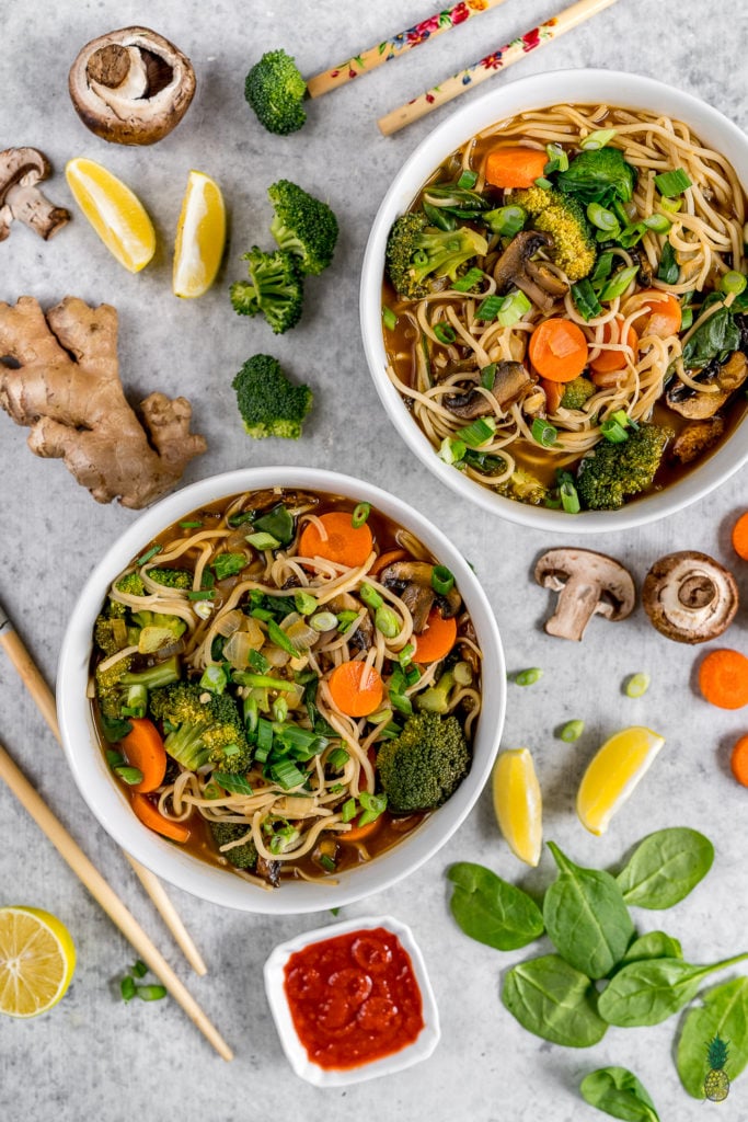 An easy to make Vegetable Ramen that is healthy, oil-free, and will cost less than $5! #budgetfriendly #vegan #meal #ramen #oilfree #lowfat #healthy #newyear #vegetableramen #cheap #lazymeal