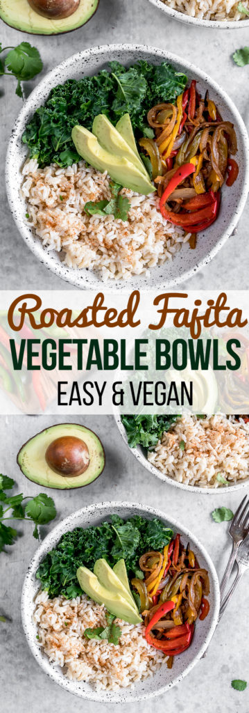 Roasted Fajita Vegetable Bowls {easy + oil-free} -- Healthy Vegan Lunch For On The Go https://sweetsimplevegan.com/2018/01/roasted-fajita-vegetable-bowls/