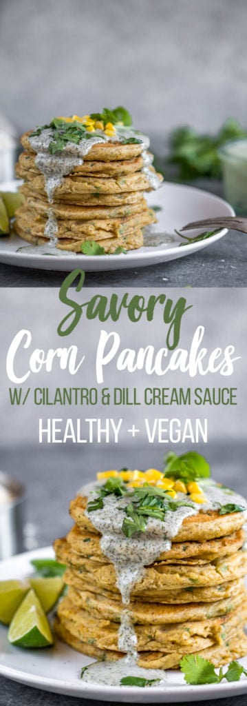Savory Corn Pancakes Sweet Simple Vegan #vegan #breakfast #pancakes #savory #corn 