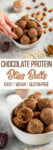 These are the perfect healthy snack! These chocolate protein bliss balls are easy-to-make, delicious AND vegan! #plantbased #protein #veganprotein #snackidea #easysnack #healthysnack #kids #chocolate #nuts #proteinpowder