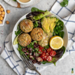 A healthier version of falafel that is baked instead of fried, gluten-free,  is jam-packed with flavor and nutritionally dense! Plus it is vegan, gluten-free and oil-free! #vegan #falafel #oilfree #glutenfree #lunch #dinner #entree #baked #foolproof #chickpeas #easyrecipes #tastyrecipes #sweetsimplevegan #party #snack
