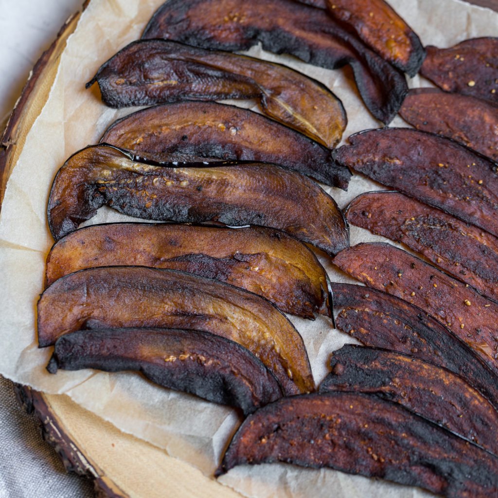 a crispy and delicious eggplant bacon with all of the flavor and none of the harm. #vegan #bacon #meatfree #blt # sandwich #eggplant #sweetsimplevegan #side #lunch #Dinner #musttry