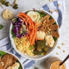 Thai Peanut Grain Bowls with Teriyaki Tempeh