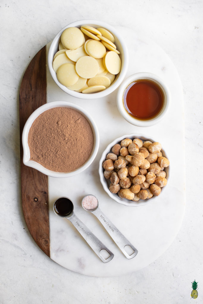 Ingredients for homemade vegan chocolate bars