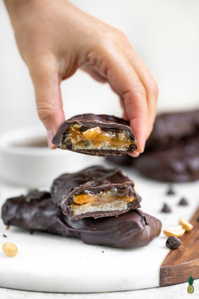 Vegan Snickers Bars | Peanut Chocolate Nougat Caramel