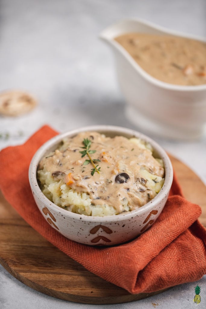 Mushroom Gravy on Mashed Potatoes Vegan