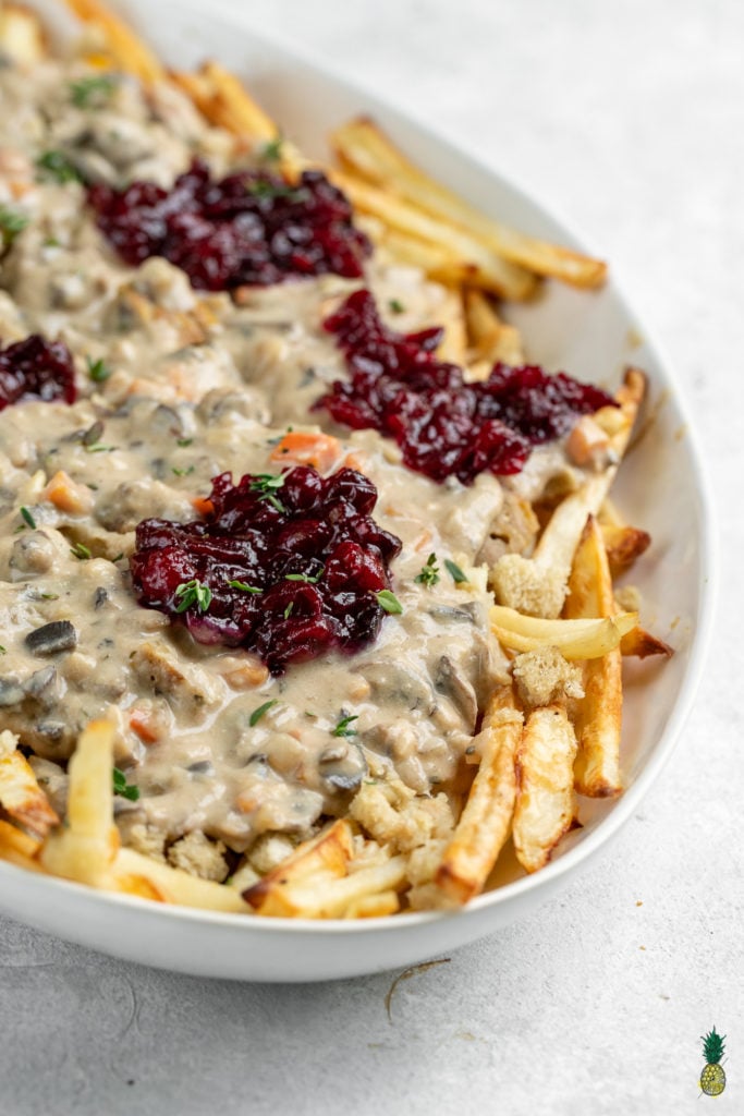 Vegan Thanksgiving Poutine Cranberry Sauce