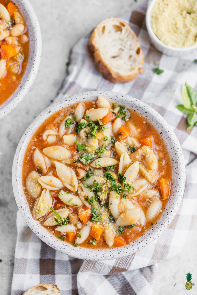 Vegan Instant Pot Pasta Fagioli Soup in Bowl