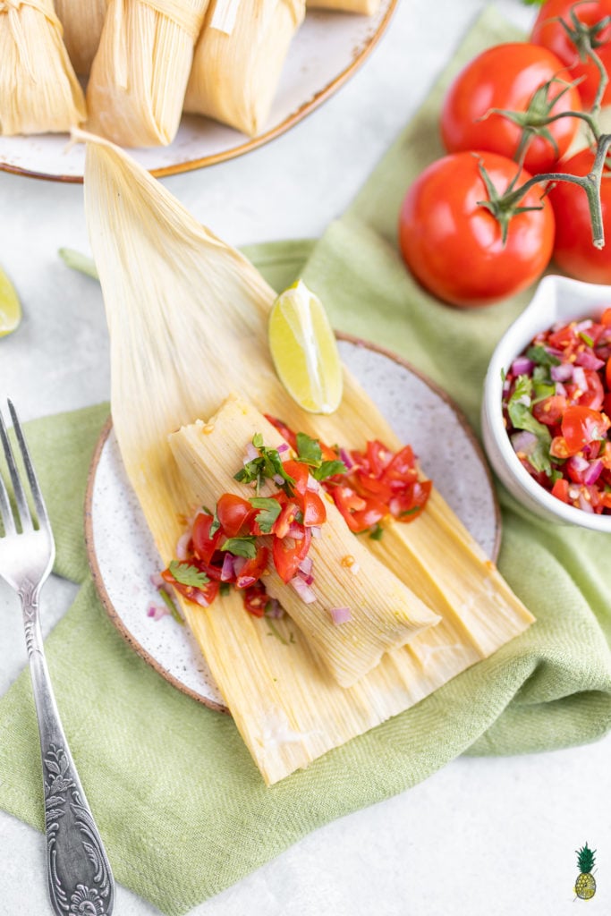 OIl-free Vegan Tamales with Pico de Gallo