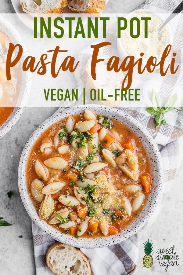 Vegan Instant Pot Pasta Fagioli (aka Pasta and Beans)