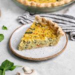 A slice of vegan quiche on a plate - perfect!