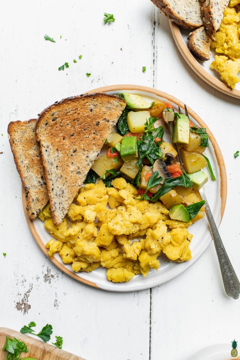 chickpea scramble with breakfast potatoes