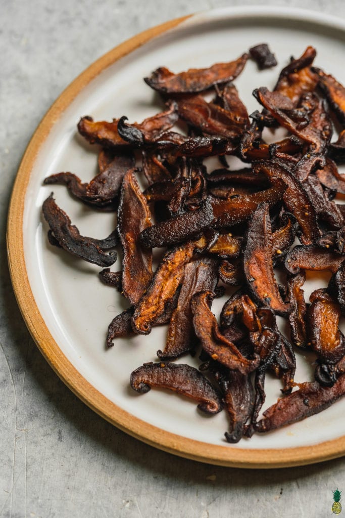 crispy baked vegan shiitake bacon by sweet simple vegan