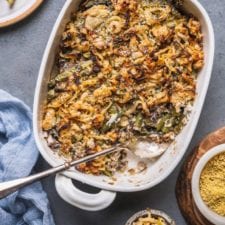 Vegan Green Bean Casserole with Baked Onions (Gluten-Free Option)