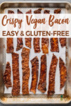 baked crispy vegan rice paper bacon on a baking sheet by sweet simple vegan for pinterest