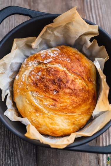 fresh no knead bread in a dutch oven by sweet simple vegan