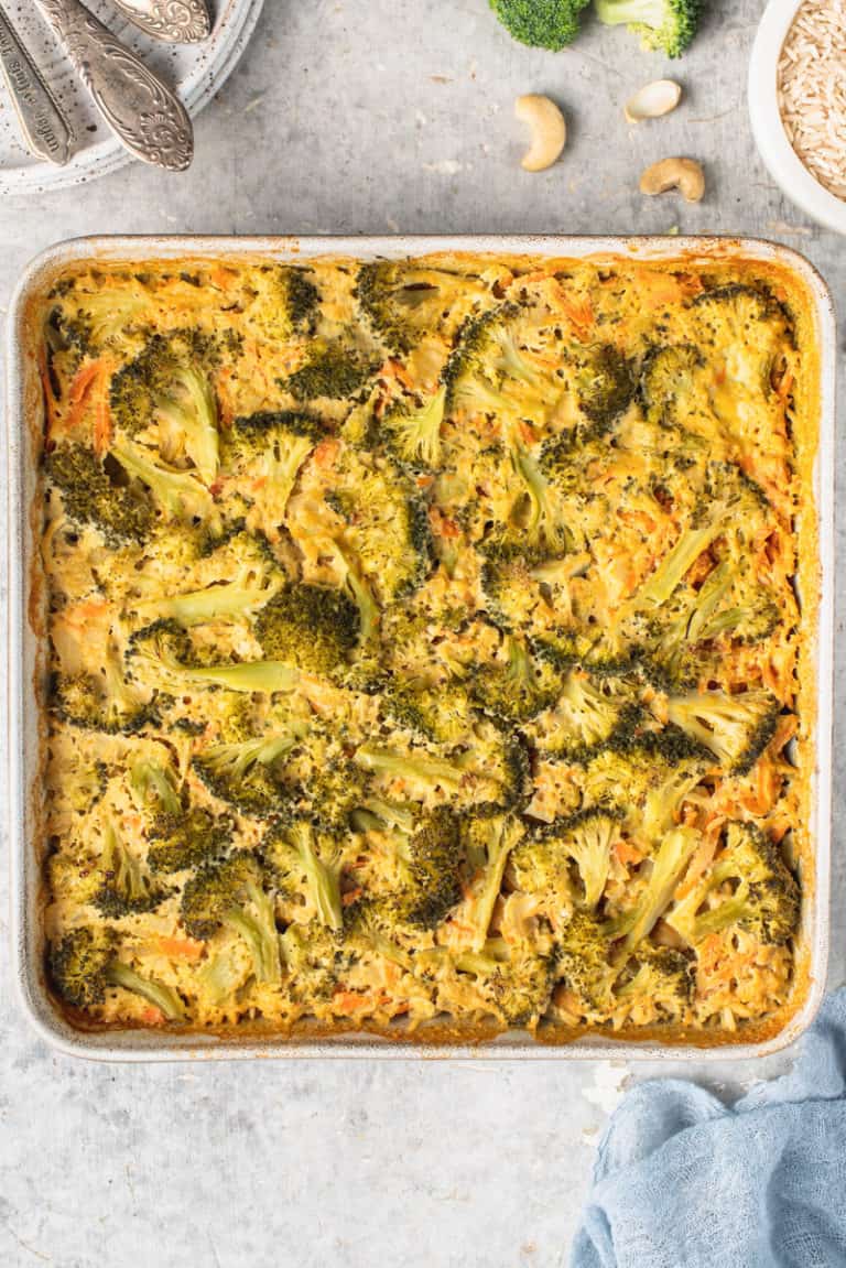 Cheesy Broccoli Rice Casserole (Vegan) - Sweet Simple Vegan