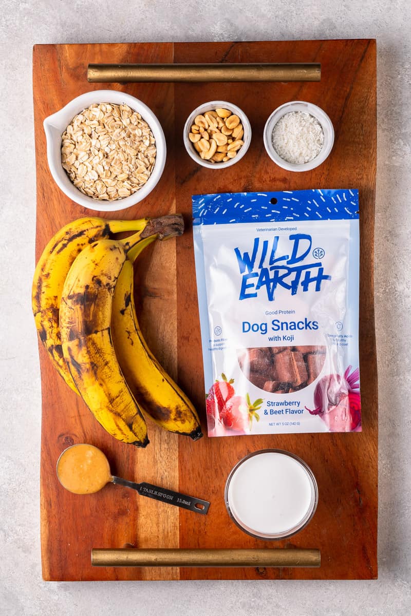 overhead image of ingredients for dog-friendly ice cream sundae