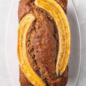 up close image of baked banana bread
