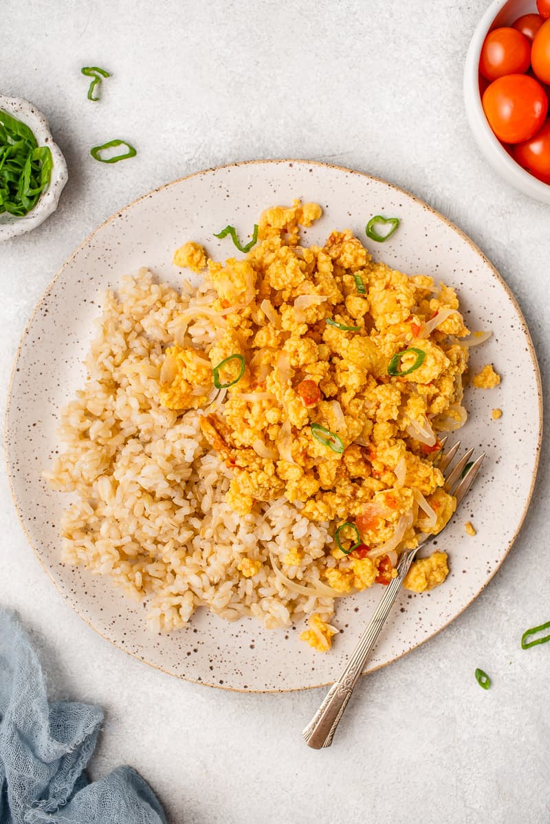 photo of filipino scrambled eggs with rice